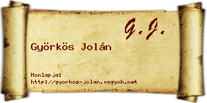 Györkös Jolán névjegykártya
